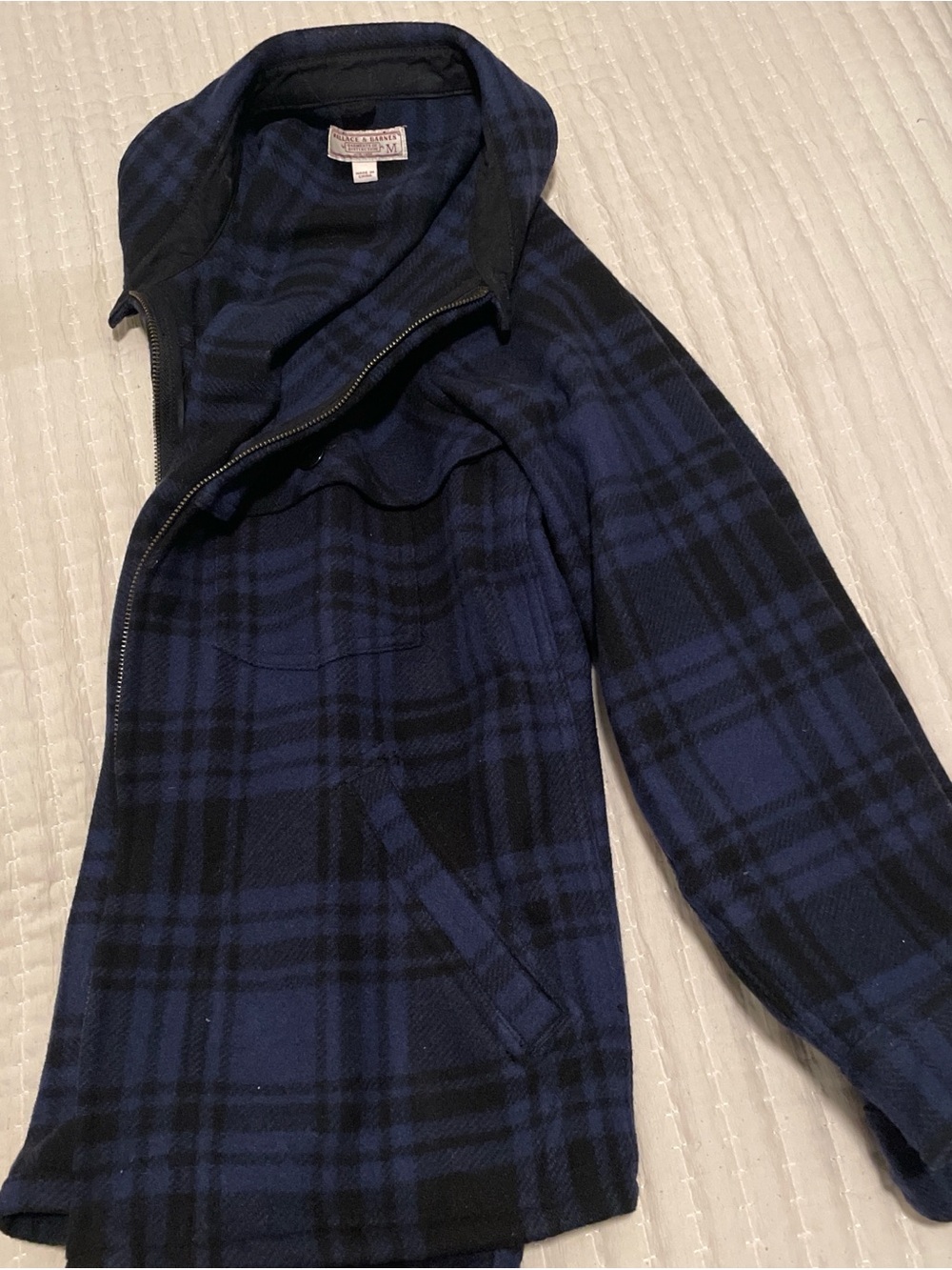 Wallace & Barnes Navy & Black Wool Plaid Lightweight Jacket